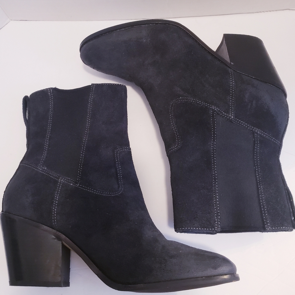 Cole Haan Women Chelsea Ankle Boot  11B Black Suede Pullon Waterproof Block Heel